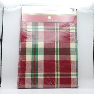 NEW UNOPENED, NWT, December Home Fabric Oval Table Cloth Plaid 60"x84"